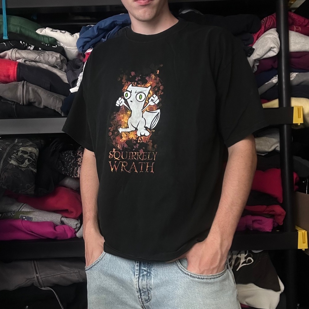 Vintage Y2K Foamy the Squirrel Squirrely Wrath Graphic T-Shirt Black XL 2000s